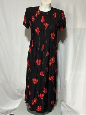 Positive Attitude Women’s Black Floral Maxi Dress Sz 12